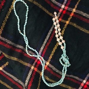 Turquoise tie necklace.